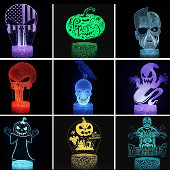 Halloween Kaunistamiseks 3D Akrüül Led valgusti Kodu Vaimu Öö Valguses Tabel Lamp Sünnipäeva Decor Õudus Maja Öö Lamp 5
