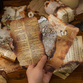 Yoofun 30pcs Põles Decor Materjali Paber Vintage Kaart Tähed Ajalehe Põletamine Paberid Scrapbooking Teataja DIY 16