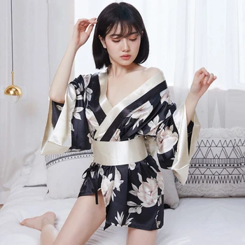 Seksikas Naiste Jaapani Kimono Lady Lahti Hommikumantel Pool Varrukal Plekk Lill Trükitud Cosplay Kostüümid Jaapani Naiste Lühike Pidžaama Rüü 16