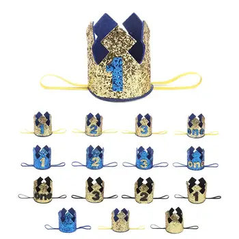 Uus Kuld Poiss Esimest Sünnipäeva Müts Glitter Printsess Crown Number 1 2 3 Aastane Isik Baby Shower Decor Peapael Lapsed Kingitusi 16