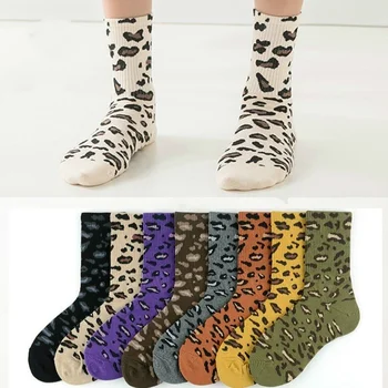 1Pair Meeste ja Naiste Keskmise Toru Paari Sokke Isiksuse Leopard Printida Puuvillased Sokid, Hip-Hop Euroopa ja Ameerika Trendikas Sokid 8