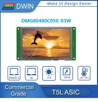 DWIN 5 Tolline HMI LCD Moodul Mudel 800*480 Kaubanduslik Klasside Arduino Smart Touch Panel TN Ekraan CTP UART Ekraan DMG80480C050_03 7