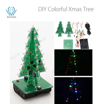 5tk/Palju DIY Värvikas 3D Christmas Tree LED Flash Kit Xmas kingitus Elektroonilise Õppe Kit DIY varuosad starter Kit-komplekt 1