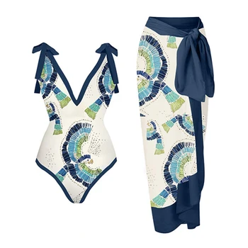 Sügav V Prindi Ühes Tükis Ujumistrikoo Kõrge Vöökoht Sexy Bikini Maha Õla Tagasi Supelrõivad Sobib Mood Beachwear 2022 9
