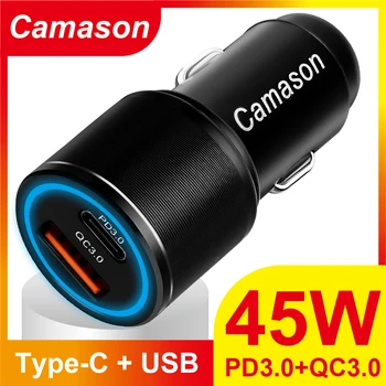 Camason 45W Kiire Auto Laadija USB-C Tüüpi Eest iphone Xiaomi telefon Huawei PD QC 3.0 24V/12V Fast Adapteriga tooted