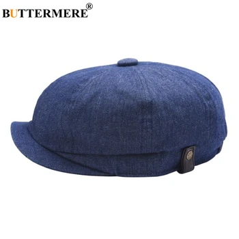 BUTTERMERE Suvel Denim Newsboy ühise Põllumajanduspoliitika Mehed Naised Sinine Baker Poiss Mütsid Korter Müts Briti Vintage Tahke Barett Kaheksanurkne Mütsid XL 5