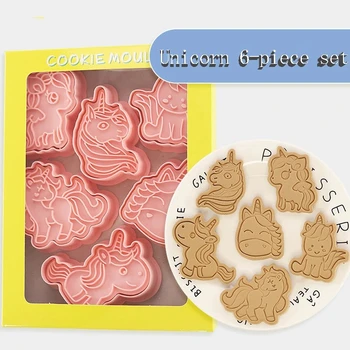 6tk/set Ükssarvik Kuju Cookie Cutters Plastikust 3D Cartoon Pressable Biskviit Hallituse Küpsise Tempel Köök, Küpsetamine, Saia Bakeware Tööriist 13