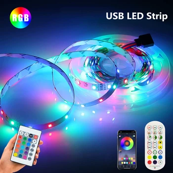 2835 LED Ribad Valgus USB 5M RGB Teenetemärgi Taust Paindlik Lamp Rainbow Bluetooth pult elutuba Decor 7