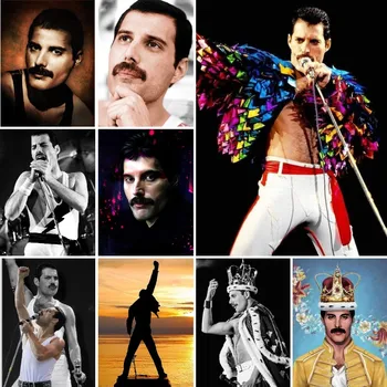 Full Ring/ Ruut Diamond Maali Tikandid Freddie Mercury Pilt Rhinestone Kuninganna Bändi Muusika Home Decor Käsitöö Hobi 10