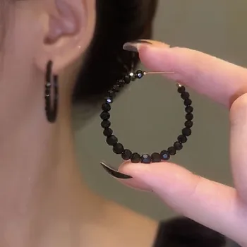 Beaded Must Ring Crystal CC Suur Hoop Kõrvarõngad Beaded Luksus Korea Uus Trend Disain Avaldus Mood Ehteid Osa Tarvikud 7