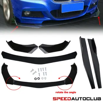 Must Auto Esistange Lip Spoiler Body Kit + Tagumine Külg Seelik Splitter Universal