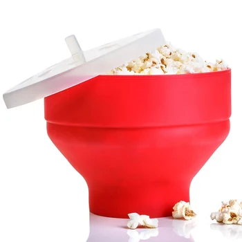 Silikoon Popkorni Valmistaja Mikrolaine Popkorn Kopp Kokkupandav Silikoon Popkorni Kopp Trukid Kaussi DIY Popcorn Maker Kaanega #W0