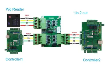 Multi-Channel Wiegand formaadis Converter 2In 1out või 1In 2out Automaatne tunda WG26~WG80 formaat sobiks access control süsteem 13