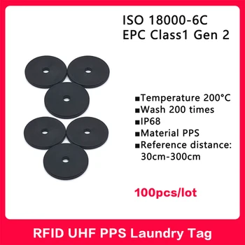 RFID UHF Pesu Tag 860-960MHz Kõrge Temperatuuri taluva PPS-nuppu RFID Tag, Smart Välismaalase Kaardi ISO 18000-6C 100tk Hea Kvaliteet 14