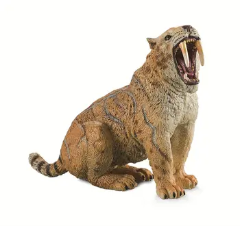 TNG Saber-hammas Tiiger Mudel Loomade Realistlik Smilodon Eelajalooline Cretaceous Koguja Teenetemärgi Lapsed Kingitus Hariduslik Mänguasi 6