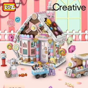 LOZ Candy House Laste Hoone Mudel Teenetemärgi ehitusplokid kokku pandud Mänguasjad Puzzle Poiste ja Tüdrukute Sünnipäev Kingitused 10