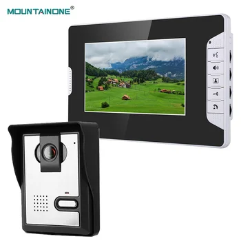 MOUNTAINONE 7 Tolline Video Ukse Telefon Uksekell Intercom Komplekt 1-kaamera 1-monitor Night Vision koos 1000TVL Veekindel Kaamera 16