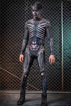 2022 3D-Printimine Halloween Skeleton Pikad Varrukad Cosplay Kostüüm Bodysuit Meeste Bodysuit Zentai Fitness Riided Riided Täiskasvanud 14