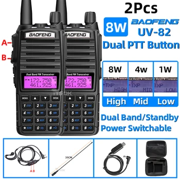 Baofeng UV-82 walkie talkie 1/2TK sink raadio comunicador pikamaa Dual RS Kaks teed Kaasaskantav FM Amatöör cb raadiojaamad