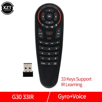 2.4 G Traadita G30S Google Voice puldiga Õhu Hiirt, 33 võtmed, IR-õppe Gyro Kaugseire Mäng Remote Smart android TV Box 2
