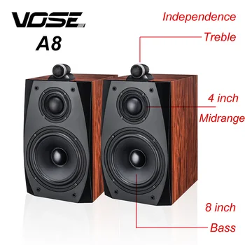 VOSE A8 High Fidelity Kolm Viis kolm korda, umbes skaala keskele Bass 8 Tolline Puidust Raamaturiiul Passiivne Kõlar Palavik Home Audio Kombinatsioon 5
