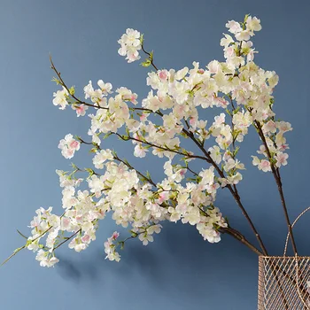 4 Kahvel Kunstlik Cherry Blossom Filiaalid Võltsitud Lilled Plastikust Lilled Pulm Kaared Juhtiv Simulatsiooni Lilled