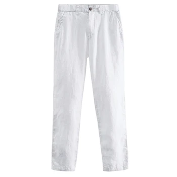 Uus saabumisest, 100% linane vabaaja püksid meeste brändi mood valged püksid mens tahke kevad püksid meeste vett hülgav pantalones 38 5