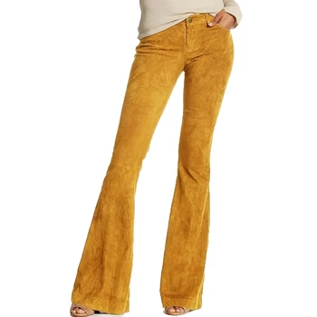 2021 naine püksid Retro Vintage Casual Kõrge Vöökoht Lai Jalg Püksid Bell-Bottom Püksid Moe Faux Suede Naiste Püksid S-5XL 10