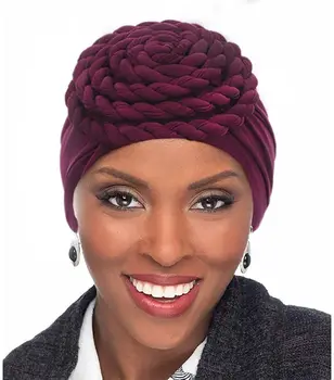 Aafrika Hijab ühise Põllumajanduspoliitika Pre-Seotud Sõlm Plisseeritud Headwrap Venitada Moslemi Magada Juuste Pea Salli Turban Müts Naistele ja Tüdrukutele 6