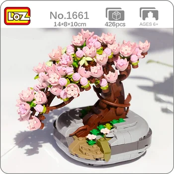 LOZ 1661 Igavene Lill Sakura Cherry Blossom Tree Herb Pot Taim Mudel DIY Mini Plokid, Tellised Hoone Mänguasi Lastele nr Box 10