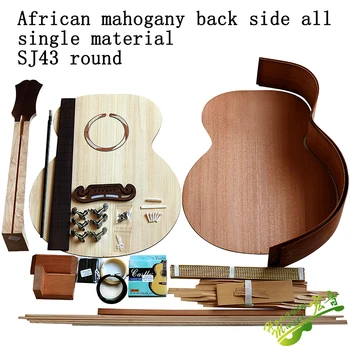 43 tolli SJ Super Jumbo kitarr Autentne Aafrika mahagon tagasi kuusk nägu täis komplekt materjalidega kombineeritud kitarr tootmine 7