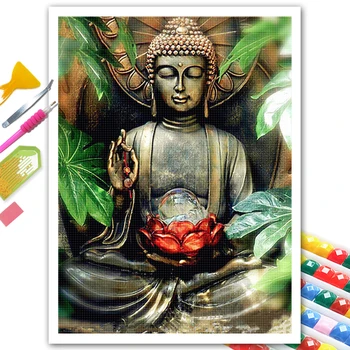 DIY Full Ring Diamond Maali Buddha Mosaiik ristpistes Kit Rhinestone Dekoratiivsed Tikandid Kodu Fresko 2022 Uus Toode 16