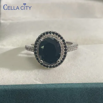 Cella City Classic 925 Sterling Silver Ring Võlu Daam Ümar Kuju, Must Vääriskivide Pulmapidu Hulgi-Kingitus