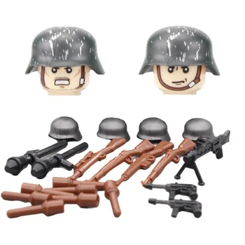 UUS WW2 saksa Sõjaväe Relvi Tarvikud ehitusplokid Armee Sõdurid Arvandmed Relv, Kiiver Seadmed Mini Tellised Mänguasi Lastele 13
