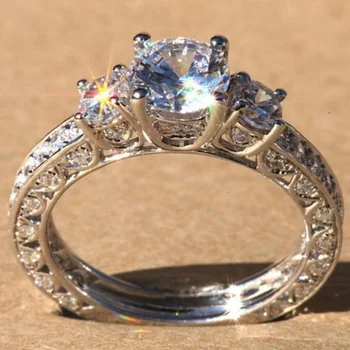 Klassikaline, vanamoodne Valge Teemant Engagement Pulm Printsess Ringi Armastust Teemant Sõrmus Suurus 5-11 4