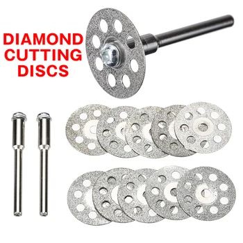 10tk 8 Augud Diamond Lõiketerad Mini süsinikterasest Teemant lõikekettad Komplekt 2tk Spindlil Vääriskivide Jade Tööriist 5