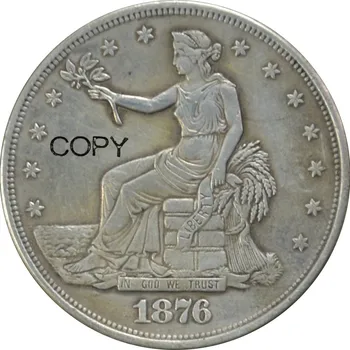 U. S. 1876 S Liberty Istuma Ühe Dollari Kaubandus Dollari Messingist Hõbetatud Replica Mündid 11