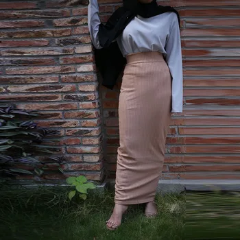 Pluss Suurus Puuvill Faldas Mujer Moda 2020 Abaya Musulmane Naiste Kõrge Vöökoht Bodycon Pliiats Seelik Pikad Seelikud Jupe Longue Femme 12
