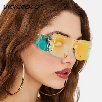 VICKICOCO Mood Punk Square Päikeseprillid Naistele 2021 Luksus Brändi Disainer Peegel Värvikas Objektiivi Ühes Tükis Jõllitama päikeseprillid Meestele 5