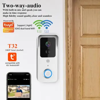 Tuya Wifi Smart Video Uksekell IR Night Vision 5G 1080P HD Wireless Home Uksekell Smart Kaugjuhtimispult Turvalisuse Kaamera Uksekell