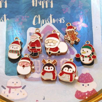 10tk Jõulud Jõuluvana Pingviin Emailiga Ripats Võlusid jaoks Kaelakee, Käevõru Diy Ehted Making Christmas Decoration Tarvikud 2