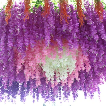 1 Tk Kunstlikku Lille Rotangist Riba Wisteria Pulmapidu DIY Käsitöö Rippuvad Katuse Võltsitud Lilled, mis võimaldavad Simuleerida Wisteria Filiaal