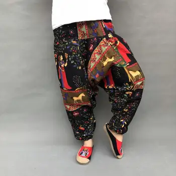 Uus Hip-Hop Joggers Hmongi Kottis Puuvillast Voodipesu Haaremi Püksid Naiste Lai Jalg Püksid Vabaaja Püksid Risti-püksid Streetwear 1
