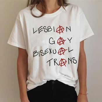 Lgbt-Gay-Pride Lesbi Vikerkaar t-särk naiste ulzzang harajuku kawaii streetwear harajuku valge t-särk kawaii 6