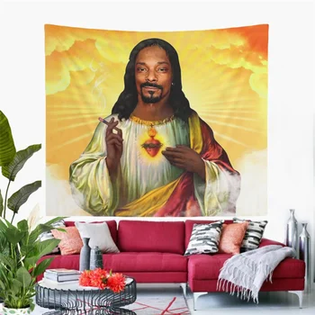 Psühhedeelne Jeesus Snoop Dogg Läheb Vaip Seina Riputamise Makramee Tuba Decor Esteetiline Tapestry Flag Banner Magamistuba Teenetemärgi 1