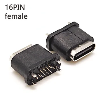 10tk Tüüp C Micro-USB-Veekindel Naine Vertikaalne Seista Plug 16 Pin-koodi Kõik Neli Jalga plug Juhatuse 180° DIP Pesa Connecto 11
