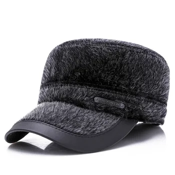 Talve müts meeste keskealiste ja eakate korter mütsi väljas Faux Karusnaha paks soe kõrva kaitsekork 10