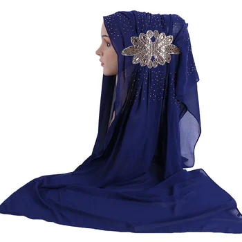 70*170cm Araabia headscarf naiste Puurida Lill Sifonki Moslemi Hijab Sall femme musulman hijabs Suurrätikud ja Wrapid turban foulard