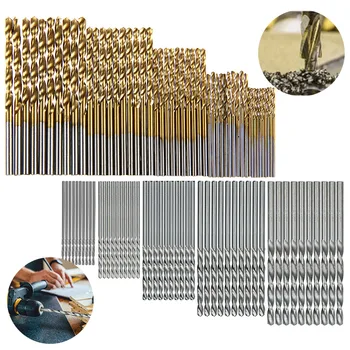 50tk Titanium Kattega HSS kiirlõiketerasest Drill Bit Set Metal Hole Sooni Puur Nägi Puusepp Puidutööstuse Tööriistad 10
