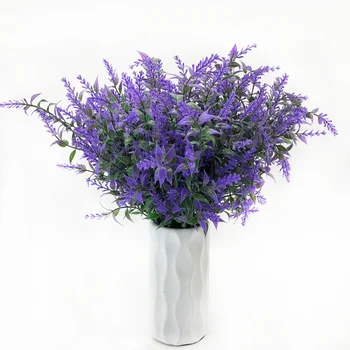Kunstlik lavendel 5 kahvlid simulatsiooni lill, lavendel pikad lehed spike lillepotid kuulu decor pulm lilled toataimed